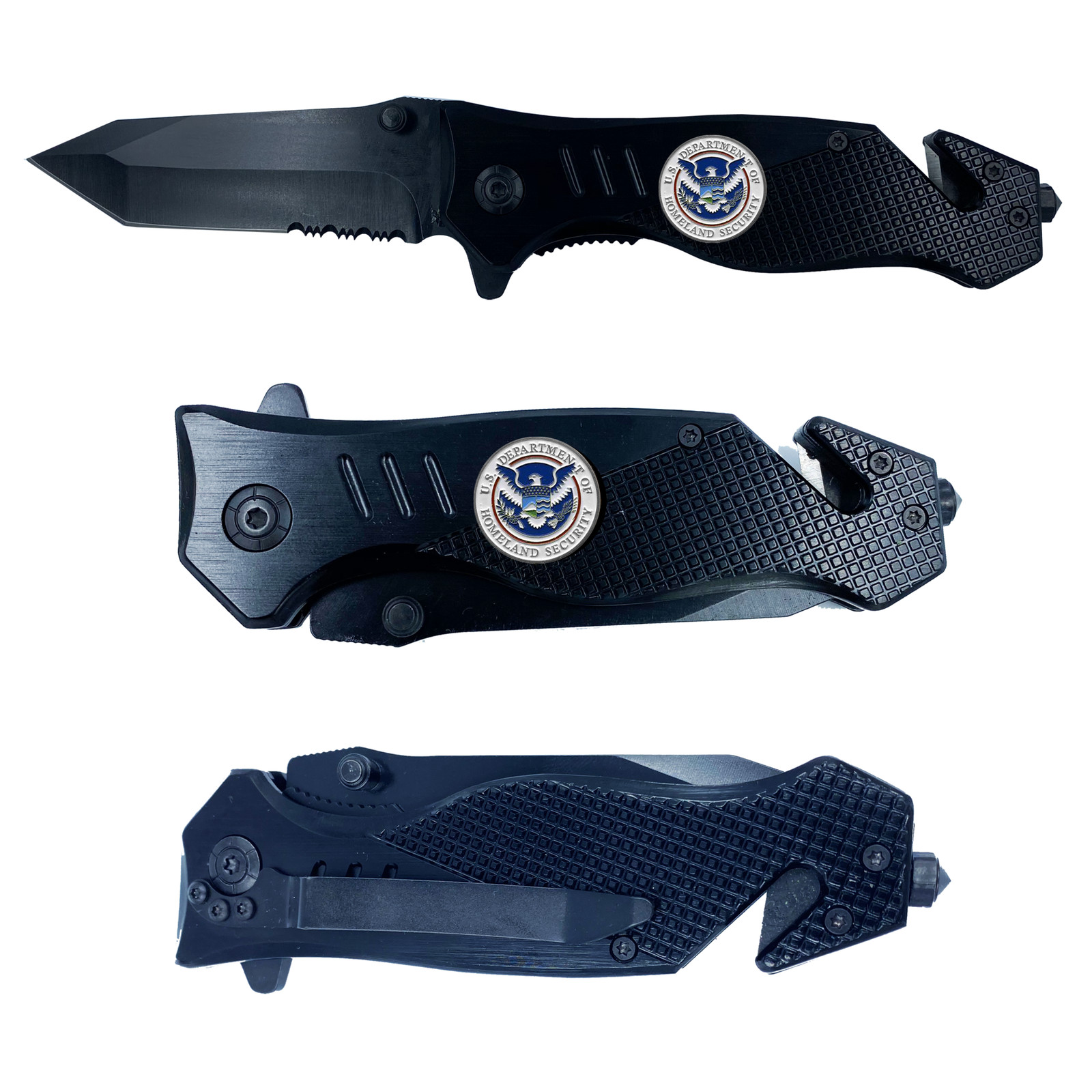 DHS collectible Officer 3-in-1 Police Tactical Rescue knife tool with Seatbelt C