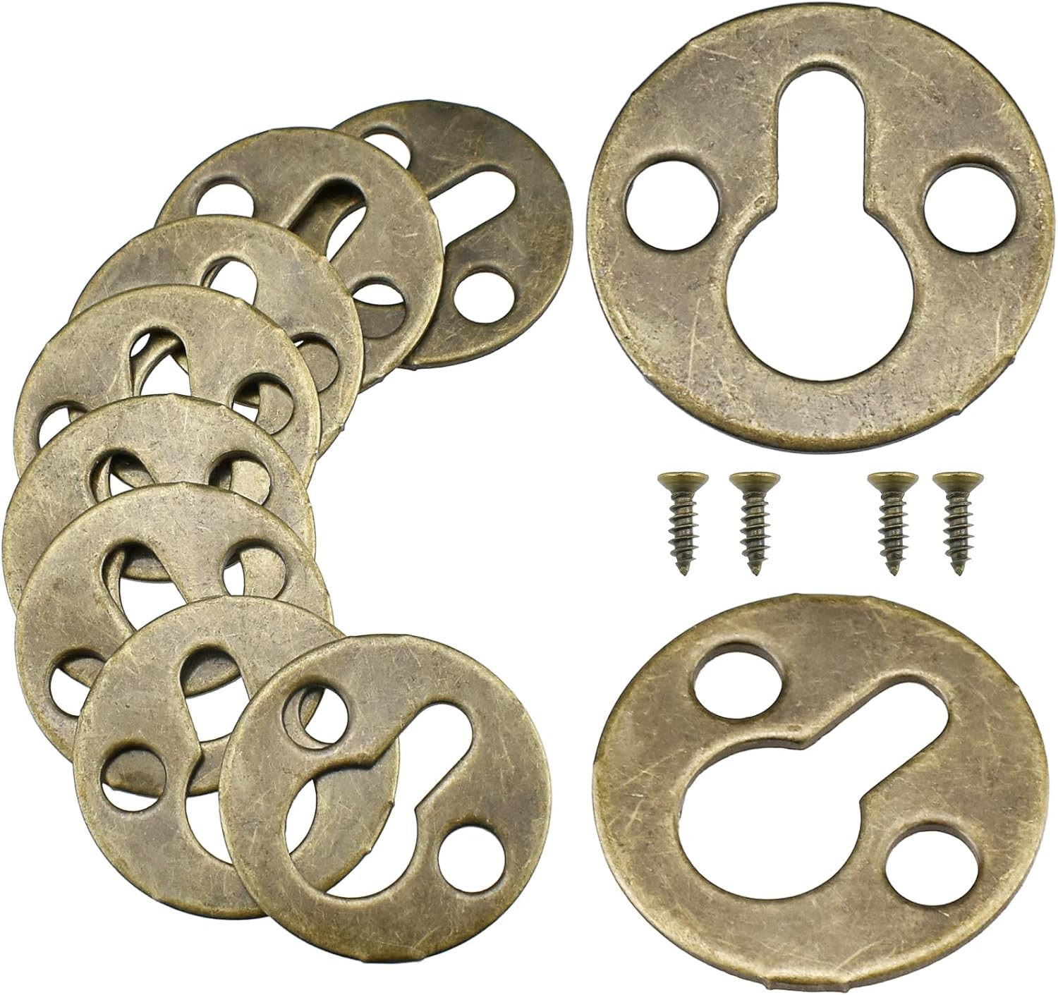 Round Metal Keyhole Hanging Films Shelf Brackets for Picture Frame Hanging - 10
