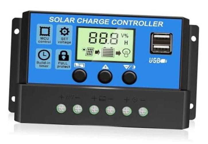 30A PWM Solar Charge Controller - 12V 24V Dual USB Solar Panel Battery - 1PC