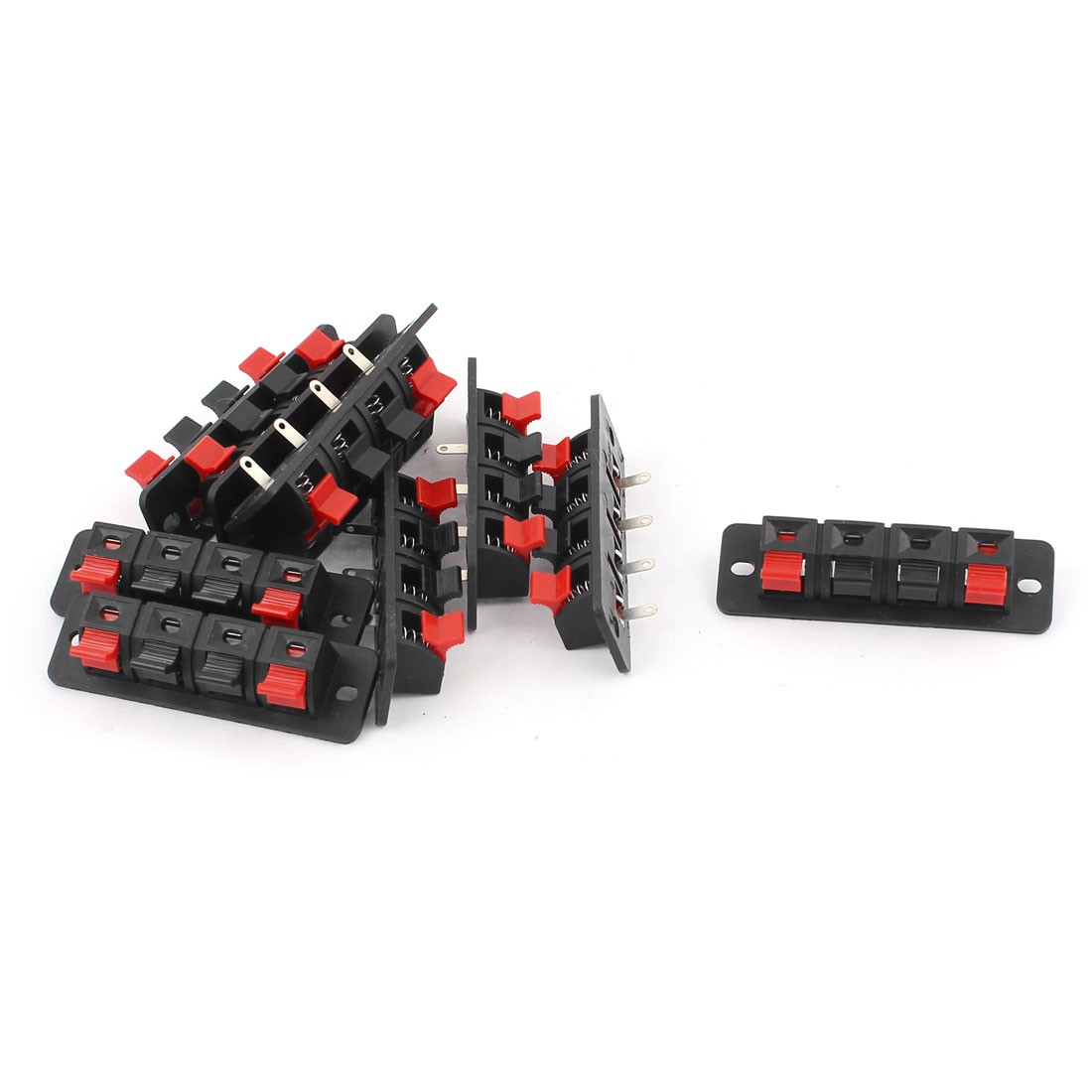 10pcs 4 Terminal Single Row Push in Type Stereo Speaker Socket Connector Board