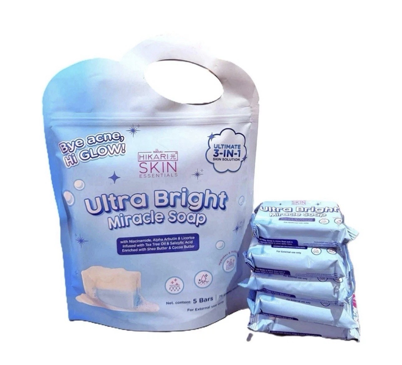5 Bars Hikari UltraBright Miracle Soap – Gentle Daily Cleanse for Smooth Skin