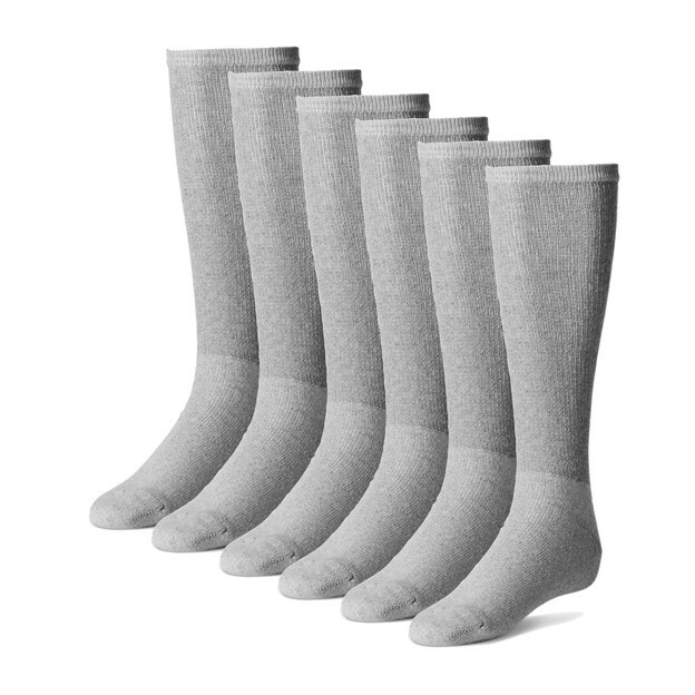 12 PAIR MENS GRAY PHYSICIAN'S CHOICE OVER THE CALF DIABETIC SOCKS 10-13