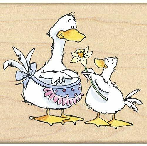Penny Black FOR EVERYTHING Red Rubber Wood Stamp HTF Mama Duck & Baby Country