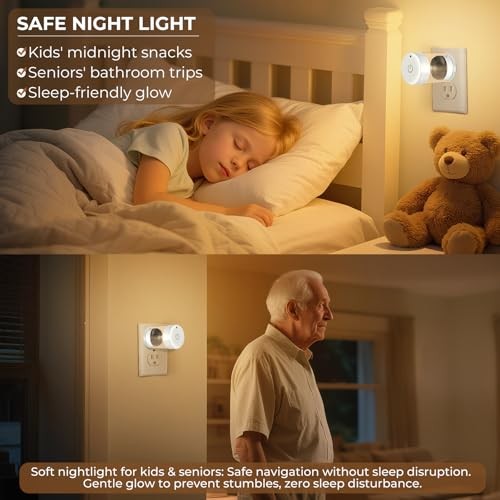 2 Pack LED Night Light Plug into Wall 3000K/4000k/5000K Adjustable Color 3CCT