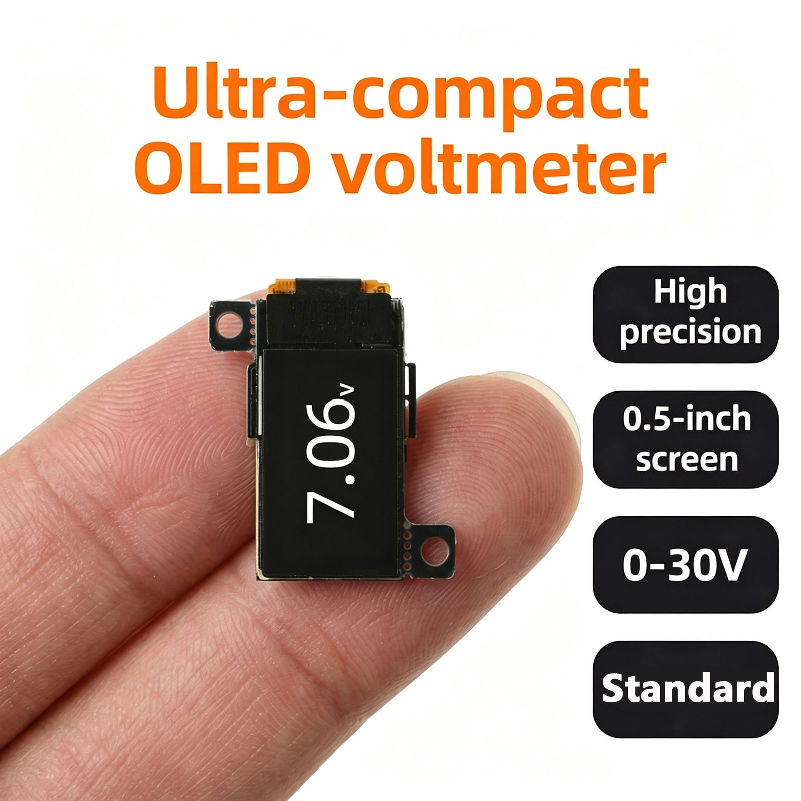1PC DC 0-30V Digital Voltmeter 0.5in OLED Standard Mini Embedded Voltage Gauge