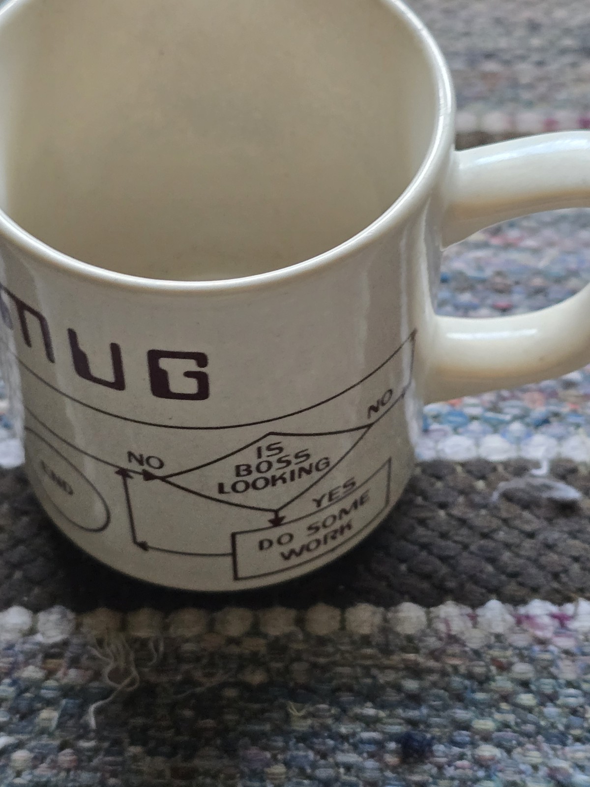 1981 vintage computer cup flow chart compu-mug MSR Imports compu mug programming