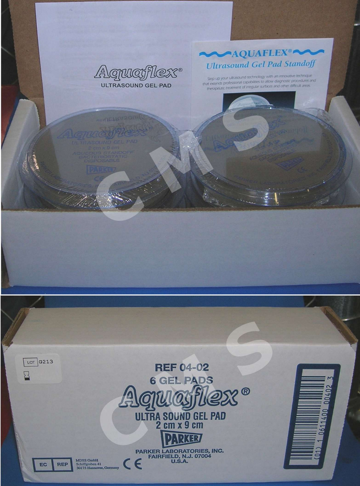 Parker Labs AQUAFLEX 04-02 Gel Pad 2x9cm Ultrasound Disposable Standoff 6/CASE !