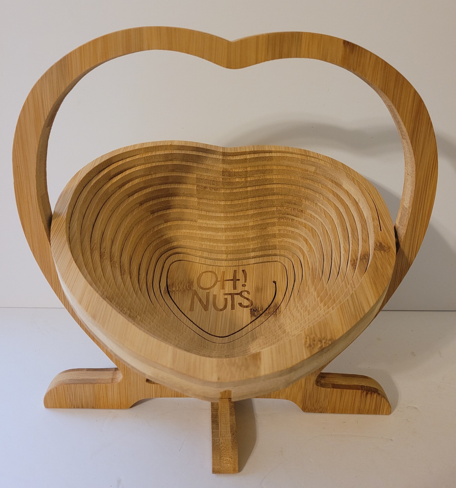 Oh! Nuts Bamboo Collapsible Heart Shape Fruit Basket