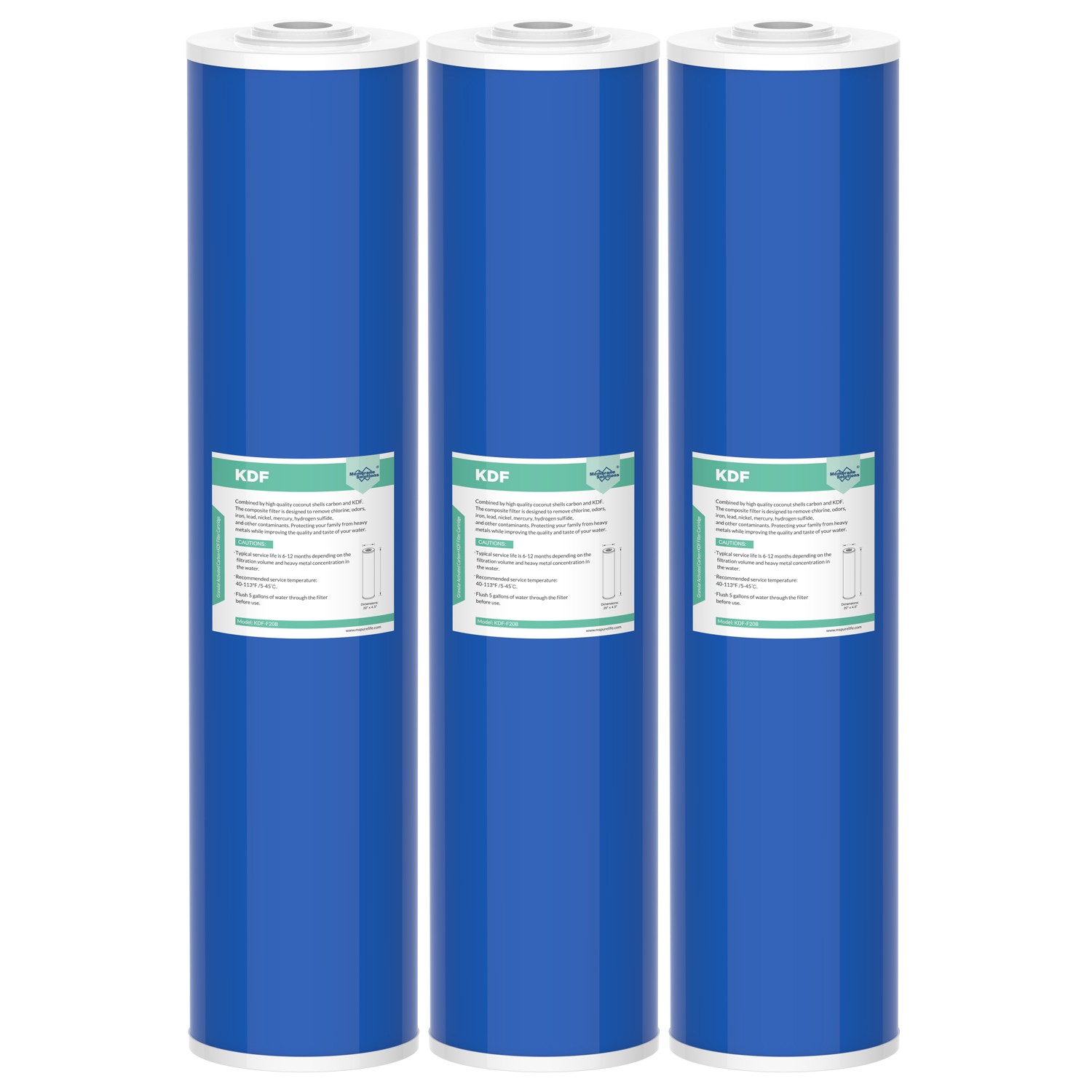 3 Pack 20x4.5" KDF Carbon Big Blue Whole House Water Filter Softener Replacement