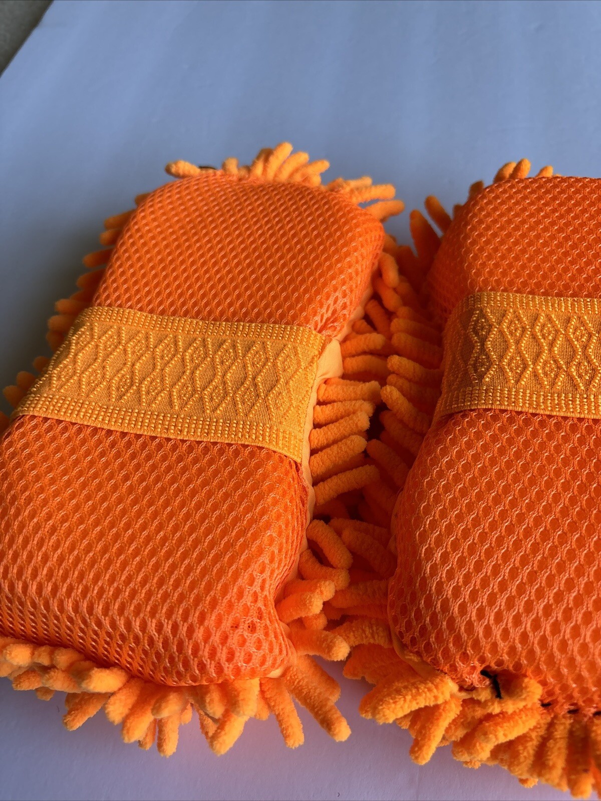 2-pcs Orange Car Wash Washing Microfiber Chenille Mitt Auto Cleaning Glove Dust