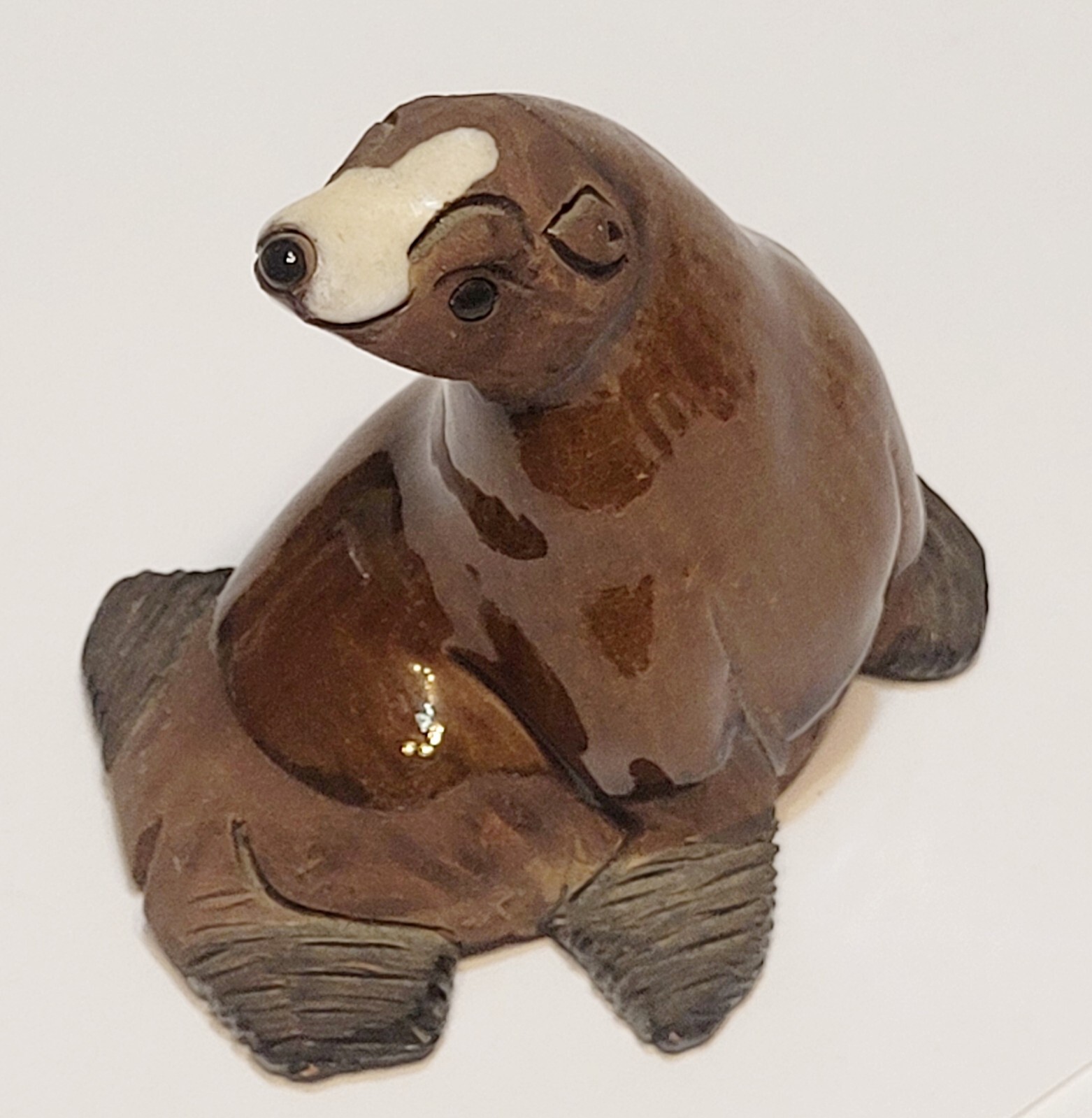 Casals Pottery Terra Cotta Carved Seal Figurine Peru 3.5" Tall