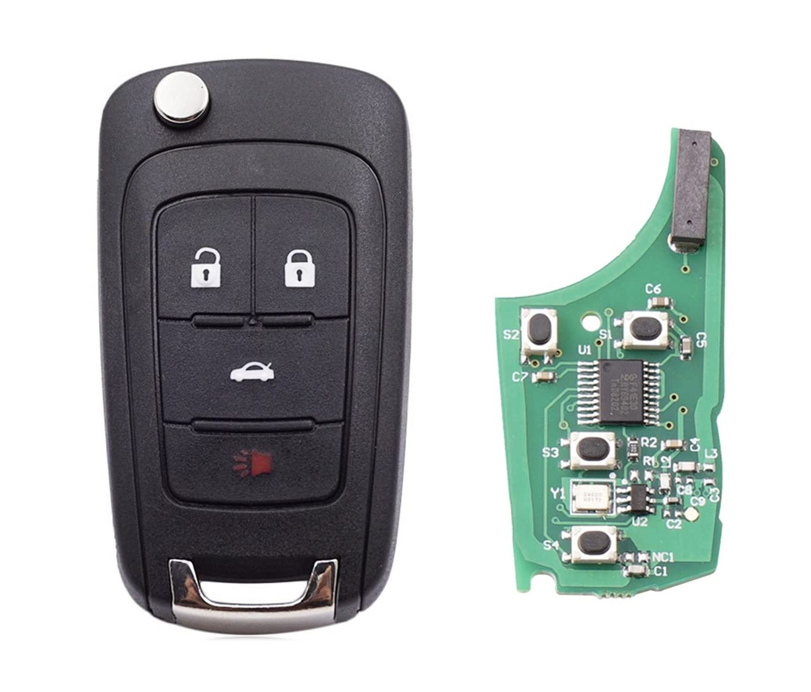 4 Buttons Keyless Remote Flip Car Key Fob Fit for Chevy Equinox Sonic Malibu ...