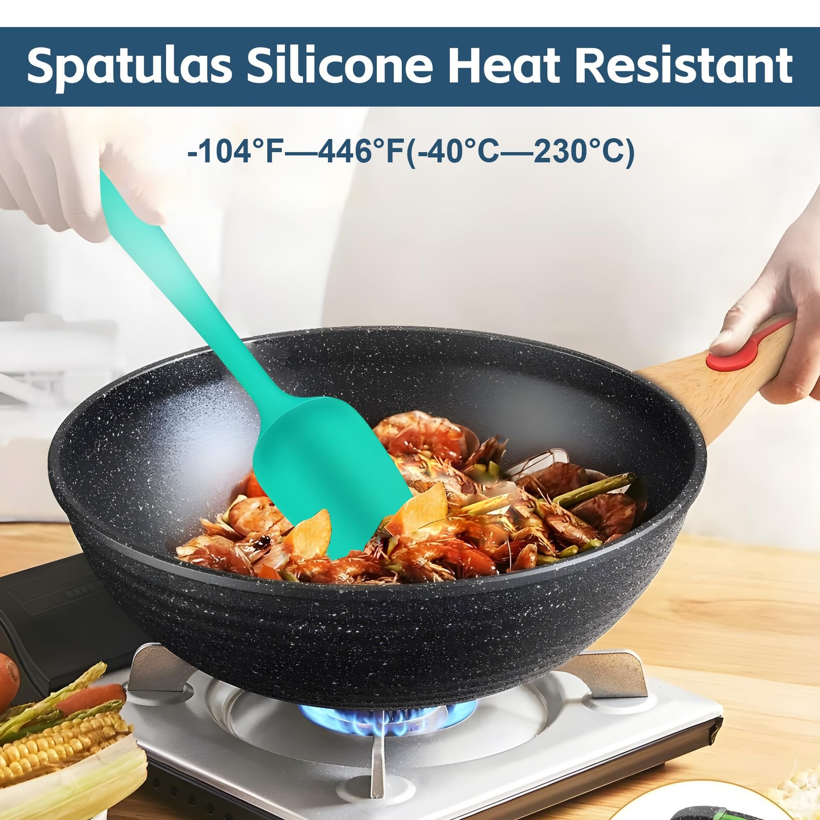 Barsone 5-Piece Silicone Spatula Set - Heat Resistant Medium, Multicolor
