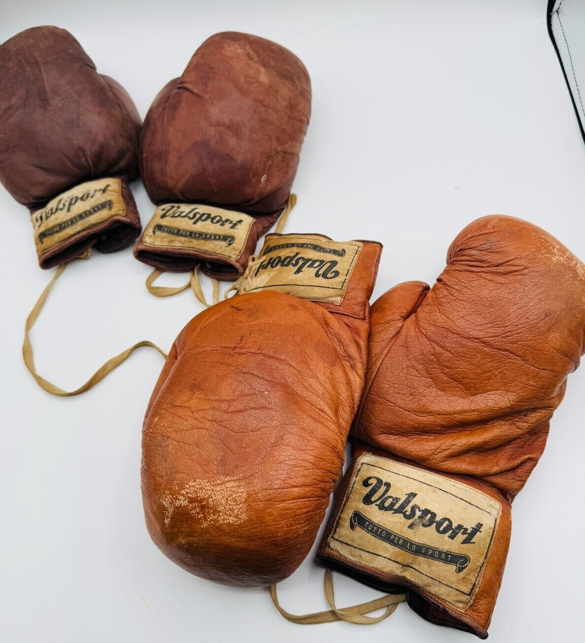 RARE Italian VALSPORT Vintage Boxing Gloves 2 Pairs -