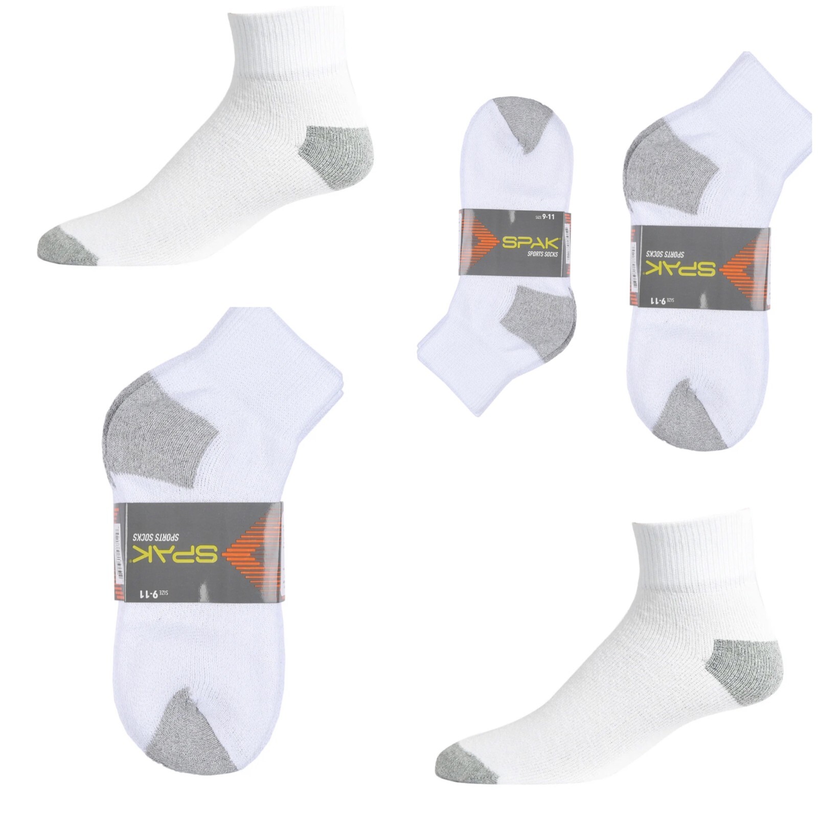 New Men's 12 Pairs Sports White Gray Ankle Quarter Crew Socks Cotton Size 10-13