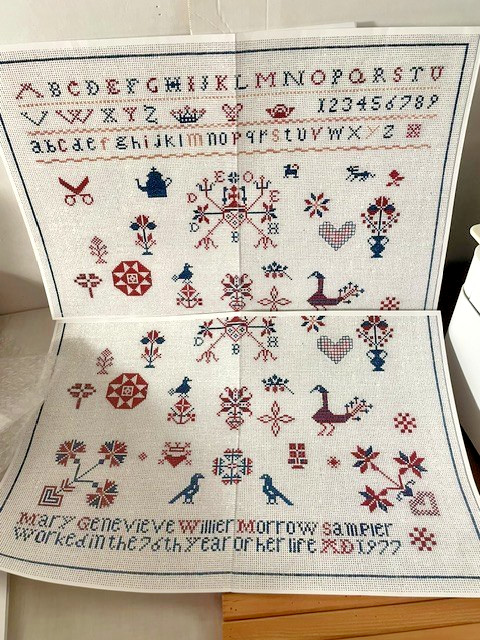VHTF Genny Morrow PENNSYLVANIA GERMAN SAMPLER Ndlpt/Ctd Thread Pattern