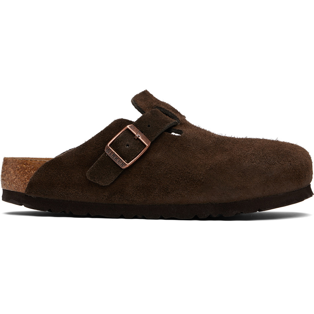 Birkenstock Boston Mocha Suede Leather Soft Footbed Clogs Unisex's Shoes