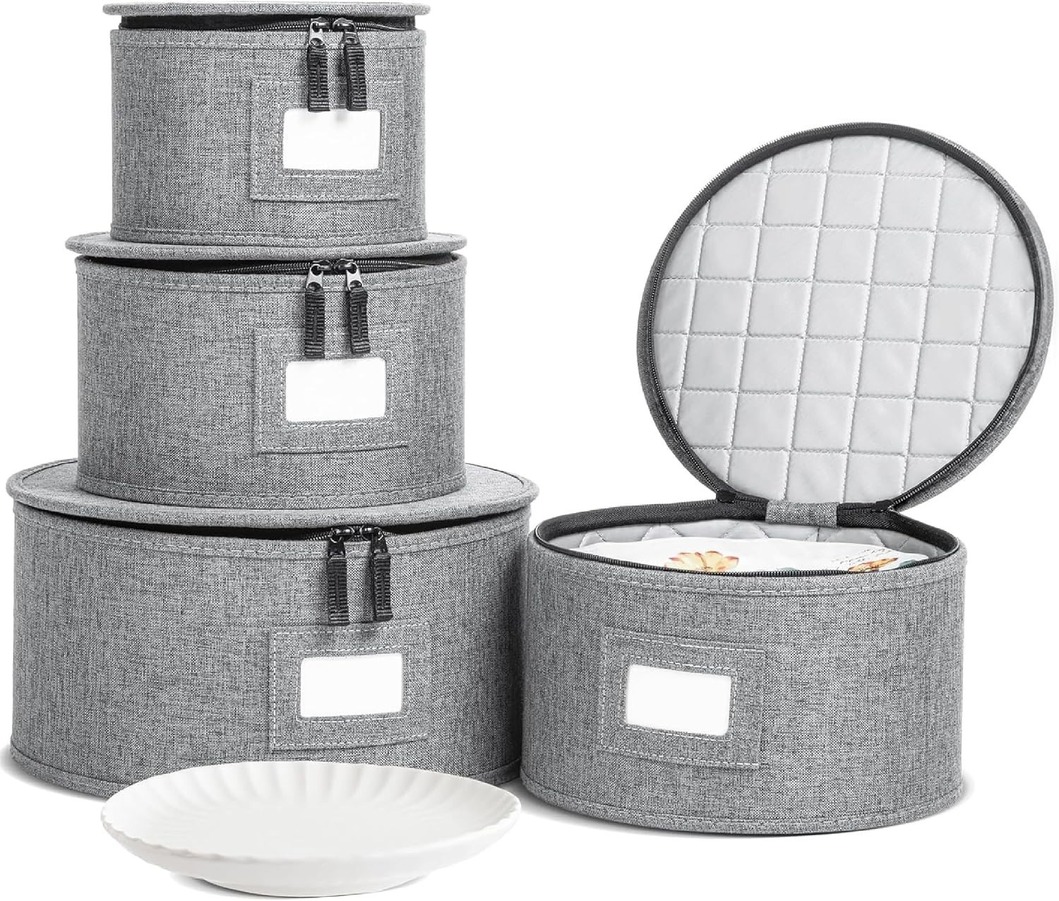 Luxury Gray China Storage Boxes with Dividers – Ideal for Dinnerware Protection