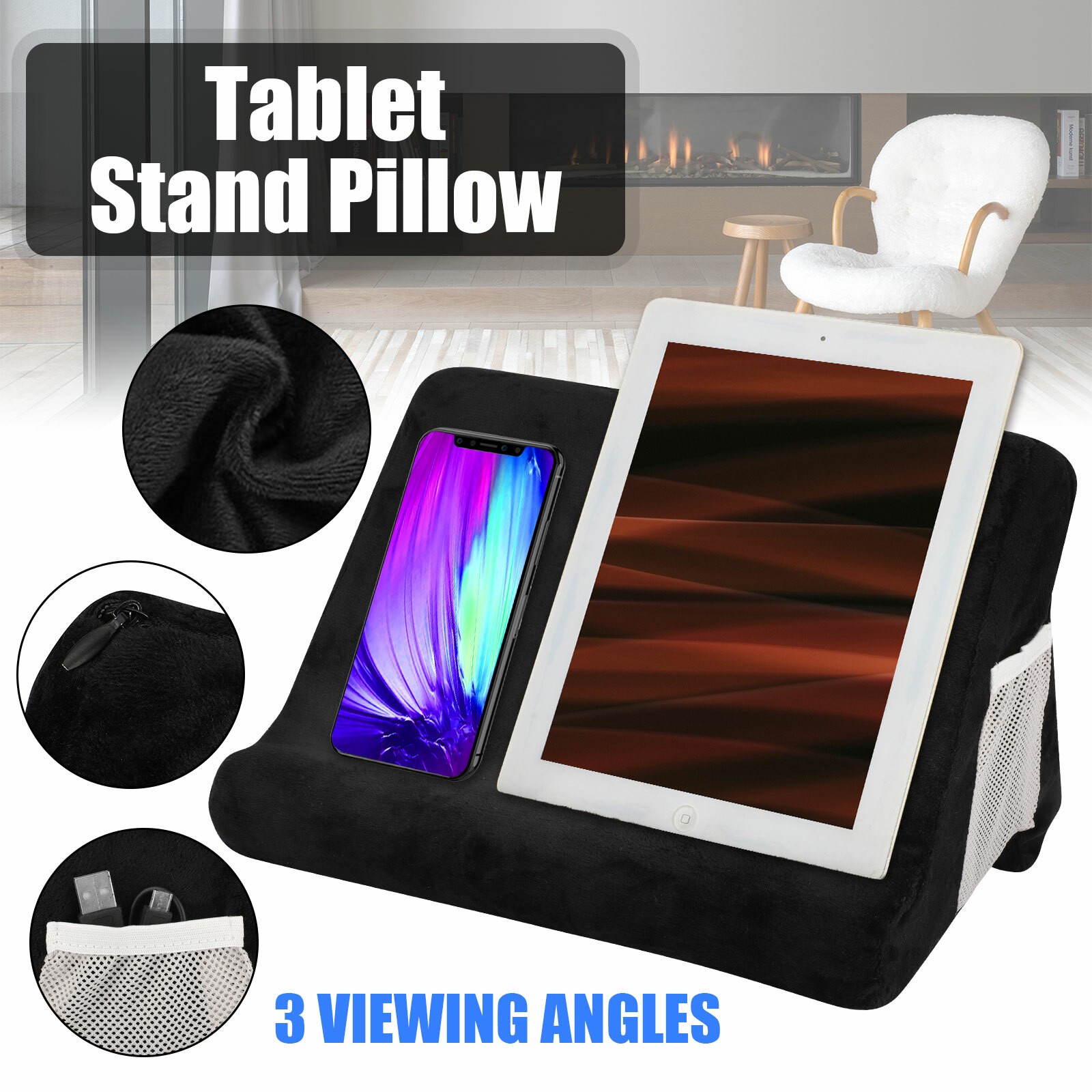 IPad Laptop Holder Tablet Multi-Angle Soft Pillow Lap Stand Phone Cushion
