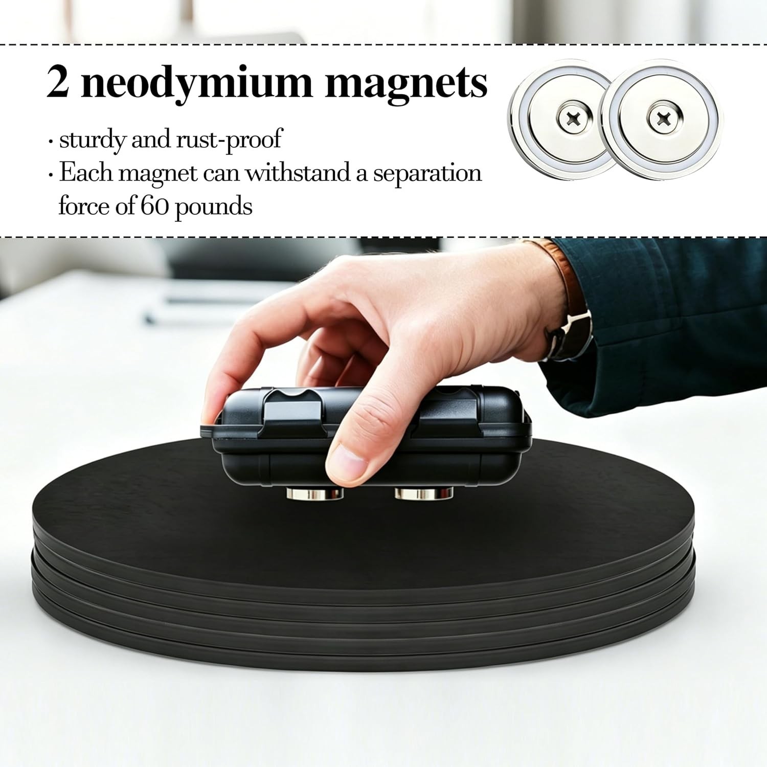 Hidden Magnetic Key Holder — Mounts Under Car | Indoor & Outdoor | Black