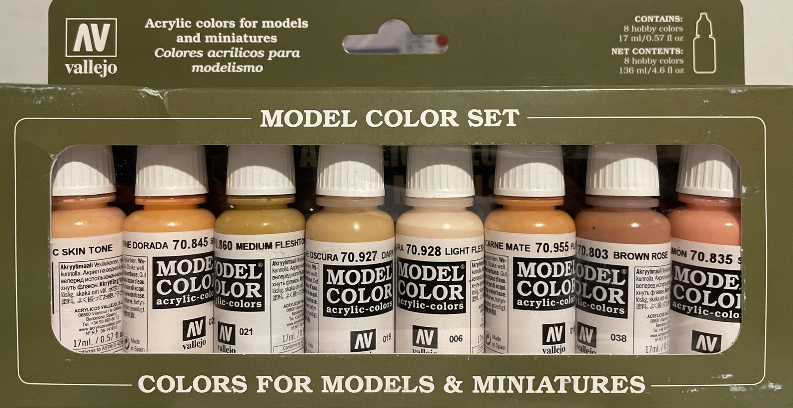 Vallejo acrylic paint set 70.124, Face and skintones.