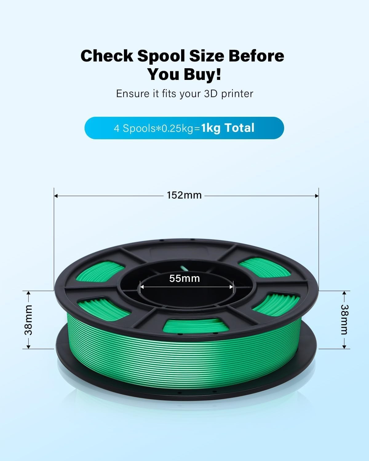3D Printer Filament Bundle Glow in Dark Multicolor PLA 1.75mm 4 Pack