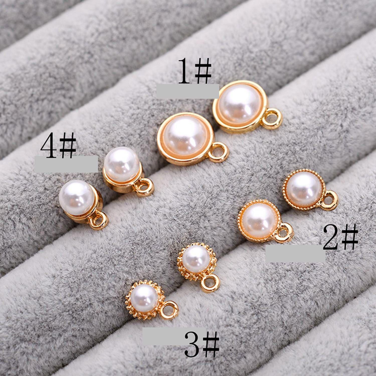 4Pairs Gold Tone Alloy Faux Pearl Stud Earrings Connector Component GD511
