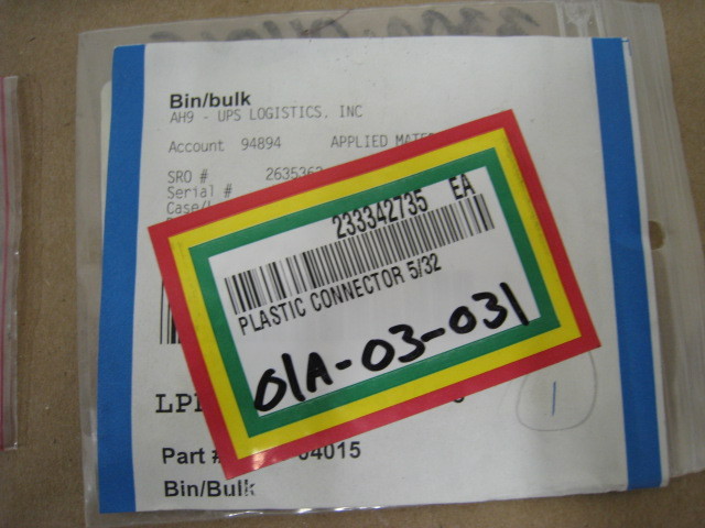 2 new AMAT 3300-04015 Plastic Connector 5/32