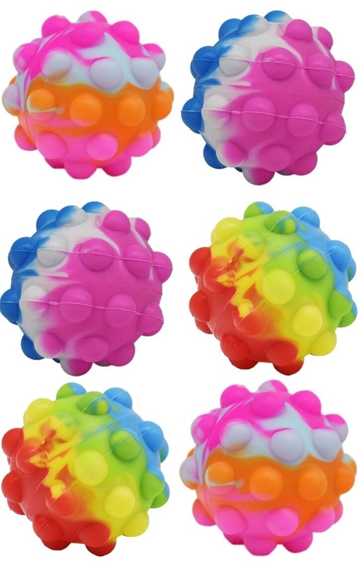 Set of 6 Pop Fidget Stress Balls in Assorted Colors