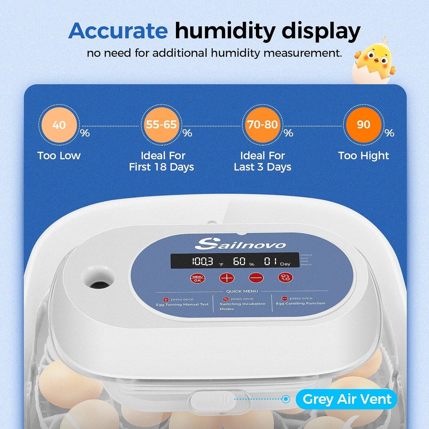 24 Egg Incubator for Hatching w/Automatic Egg Turner Temperature Display Gift🌱
