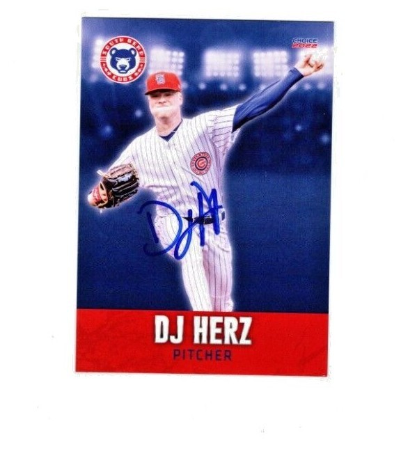 DJ Herz signed autograph 2022 South Bend Cubs baseball card f