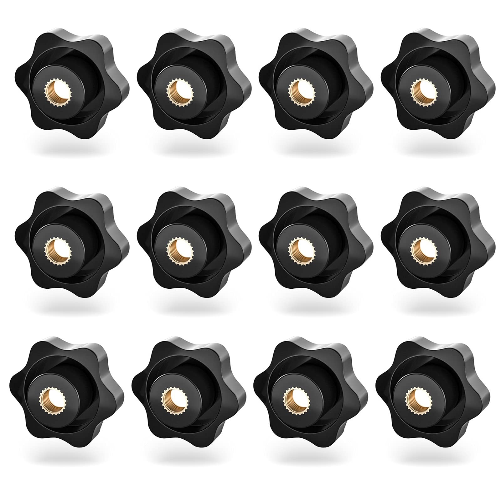 Metric M8 Star Shape Knurled Clamping Nuts Black Plastic Screw-On M8, BLACK