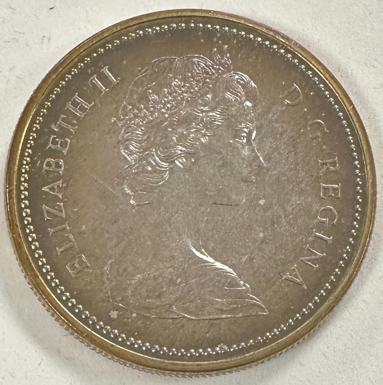 1972 Canada $1 Silver Dollar in Original Display Box w/ Sleeve, Toned