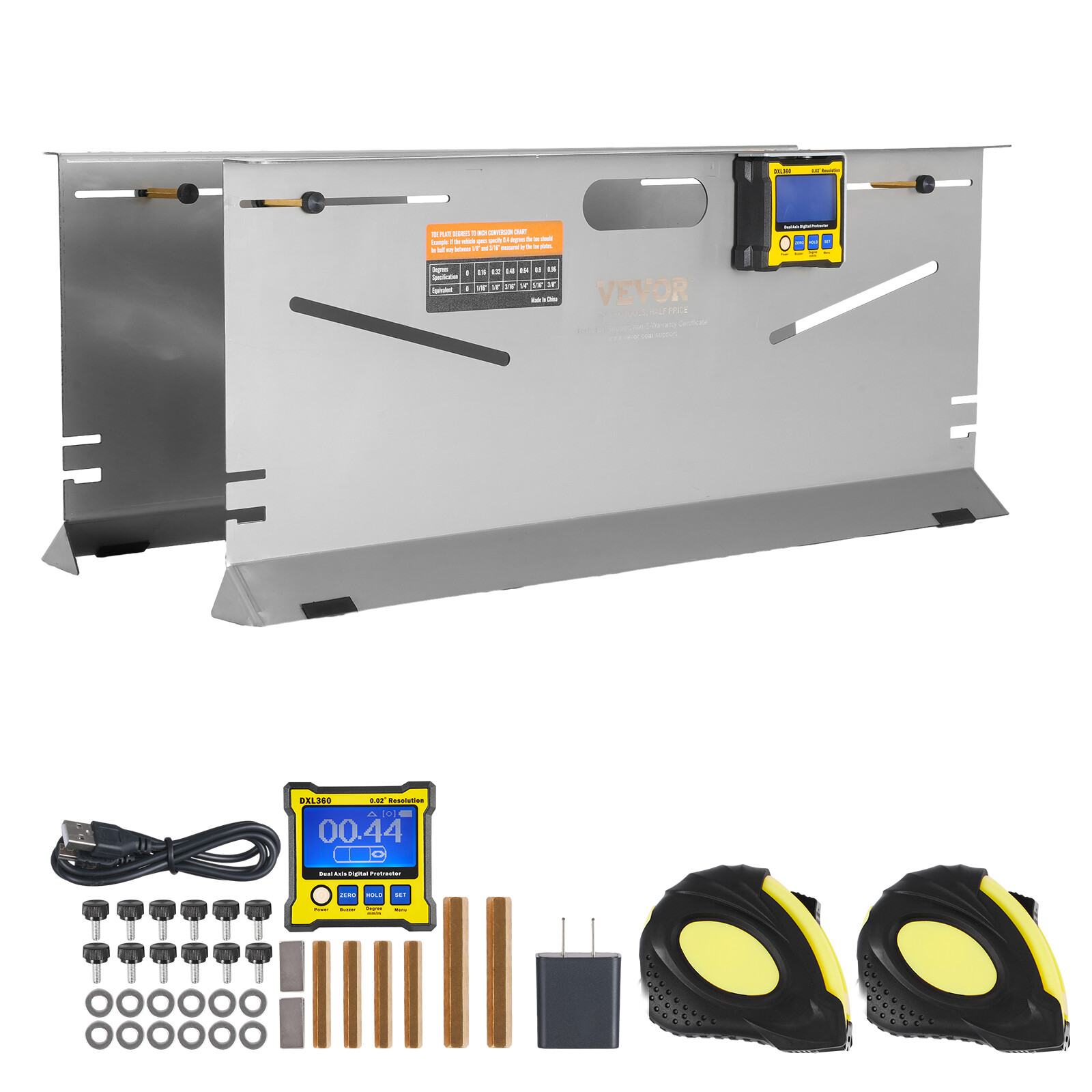VEVOR Wheel Alignment Tool Camber/Caster/Toe Gauge Toe Plates Measuring Tapes