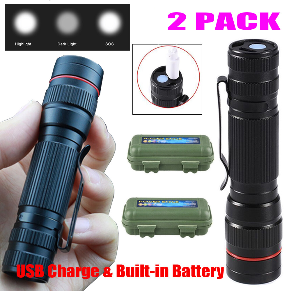 35000000 lumens Small LED Mini Flashlight Pocket Super Bright Torch Rechargeable