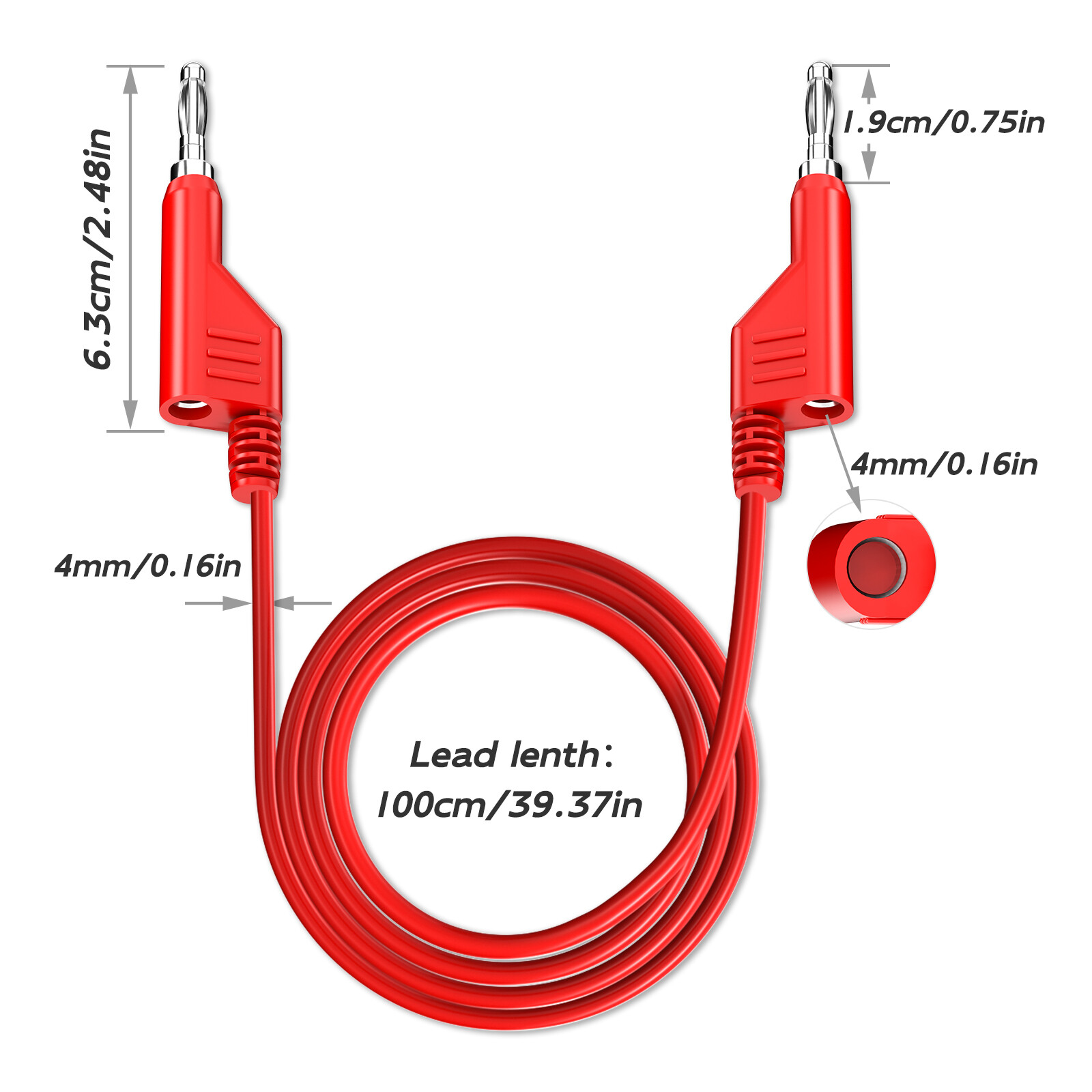 4mm Stackable Banana Plug to Banana Plug Test Leads 8PCS Silicone Cable Wires