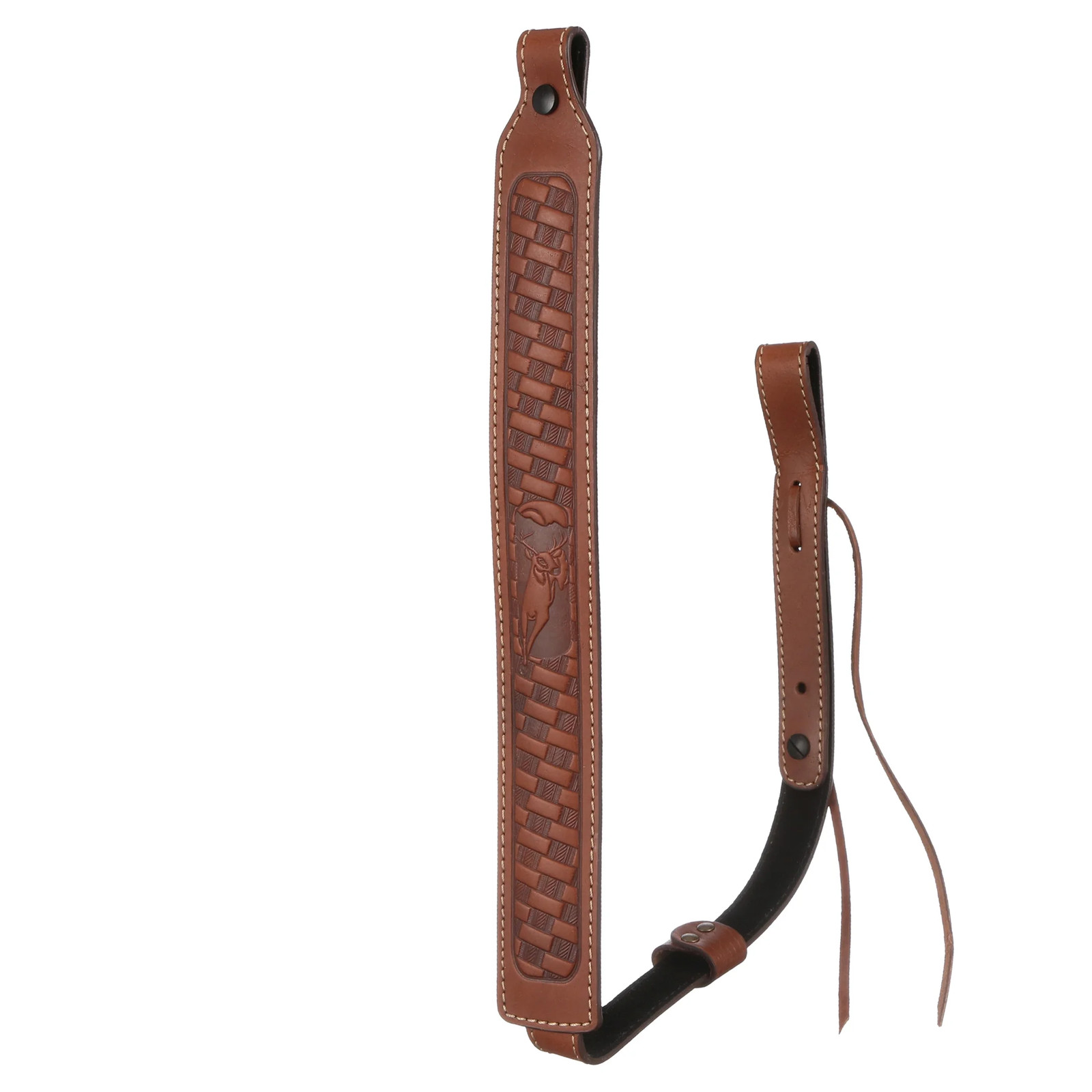 Saddle Mate Basket Weave Brown Leather Rifle Sling, Padded & Adjustable
