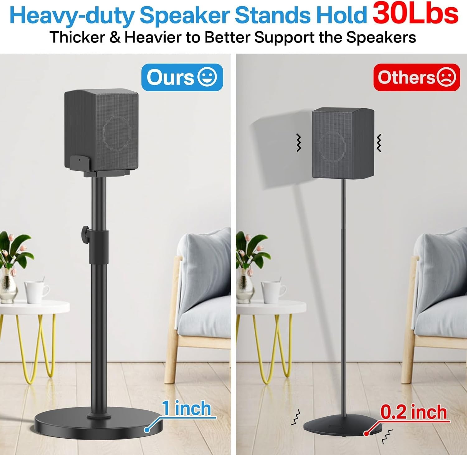 Height Adjustable Speaker Stands for Samsung HW Q990D/Q990C/Q930C - Heavy-Duty F