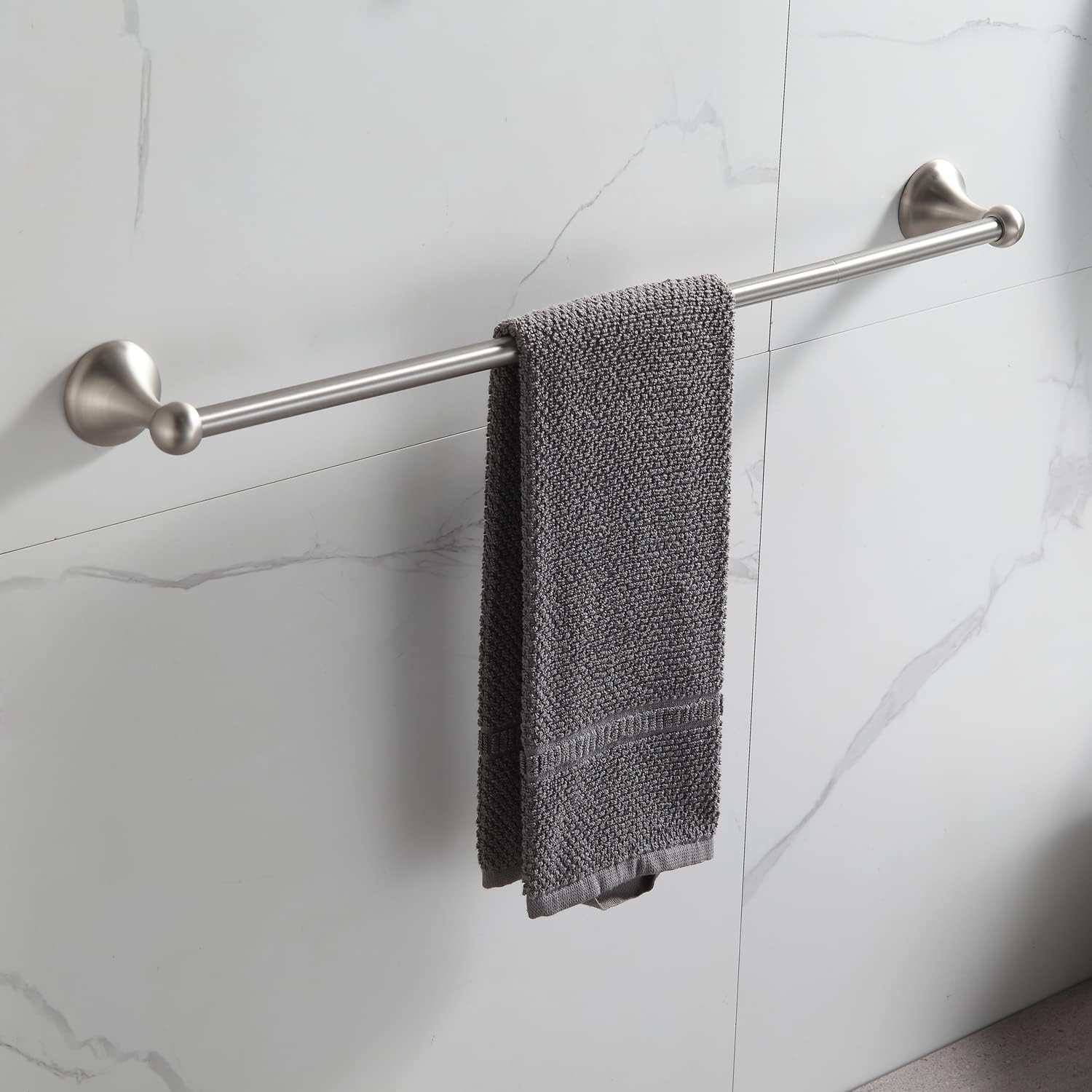 Bathroom Accessory Set, Brushed Nickel Adjustable Expandable Towel Bar 4-Piece B