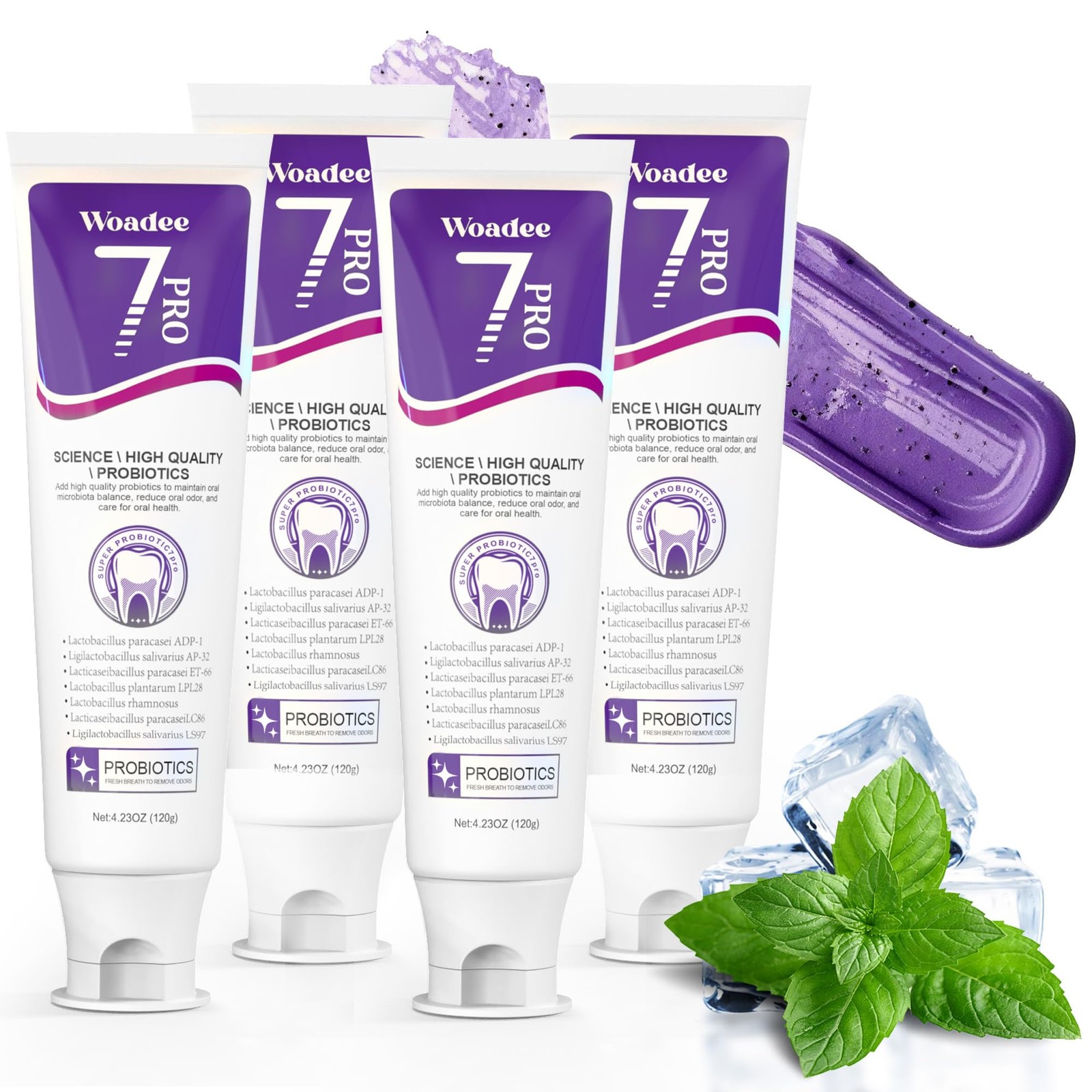7Pro Whitening Toothpaste with 7 Probiotics, Advanced Stain Removal Formula f...