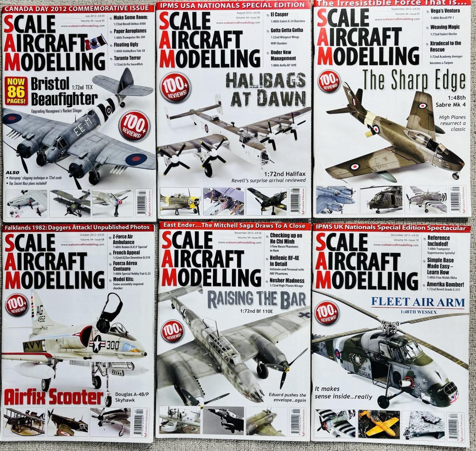 SCALE AIRCRAFT MODELLING MAGAZINE LOT (6 ISSUES) Jul-Dec 2012