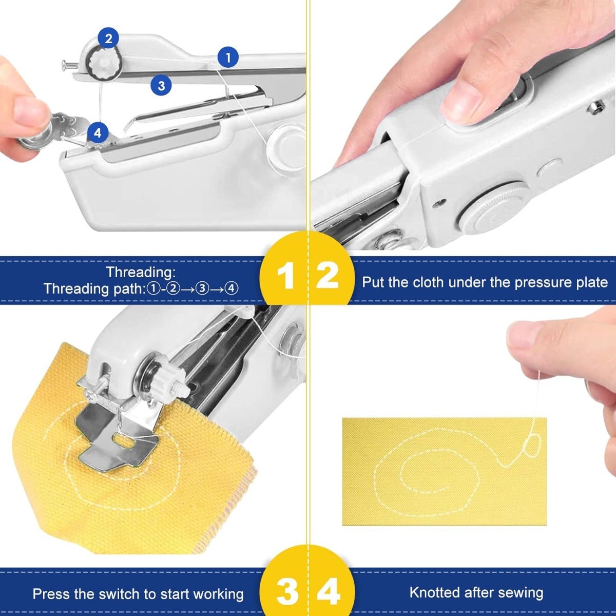 Mini Handheld Sewing Machine, Portable (White)