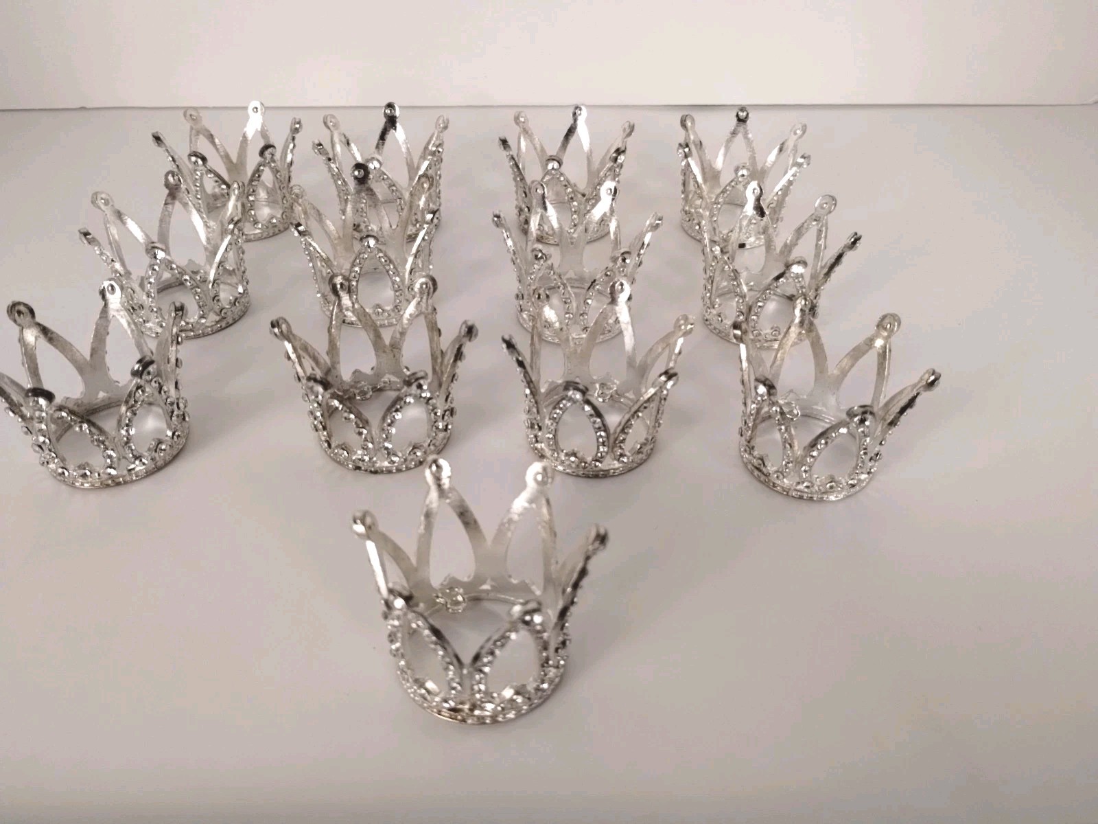 Mini Crown Silver/Metal Cake Toppers Flower Bouquet Style 1.5 Inches - LOT- 13