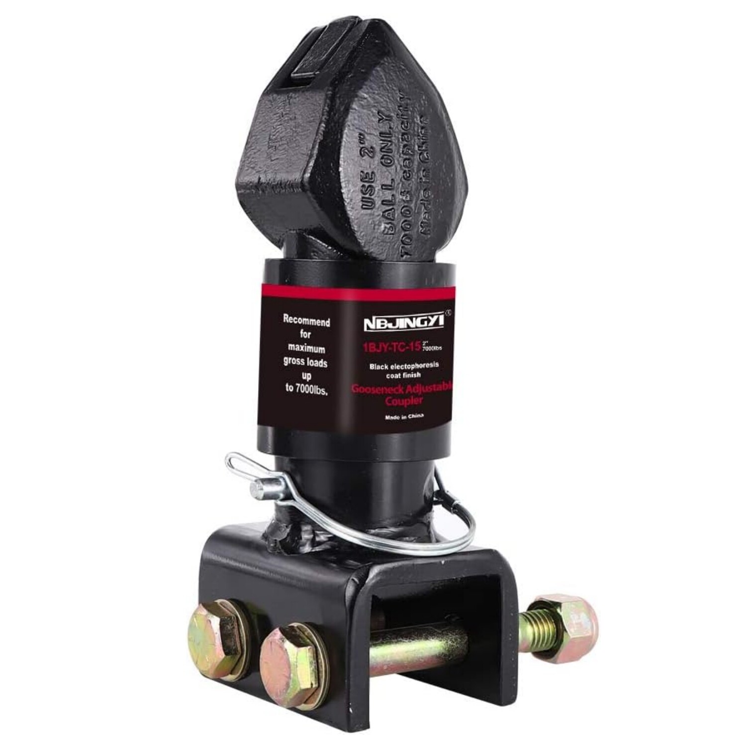 Adjustable Trailer Coupler 2" Ball Size Capacity 7000lbs Channel-Mount Coupler