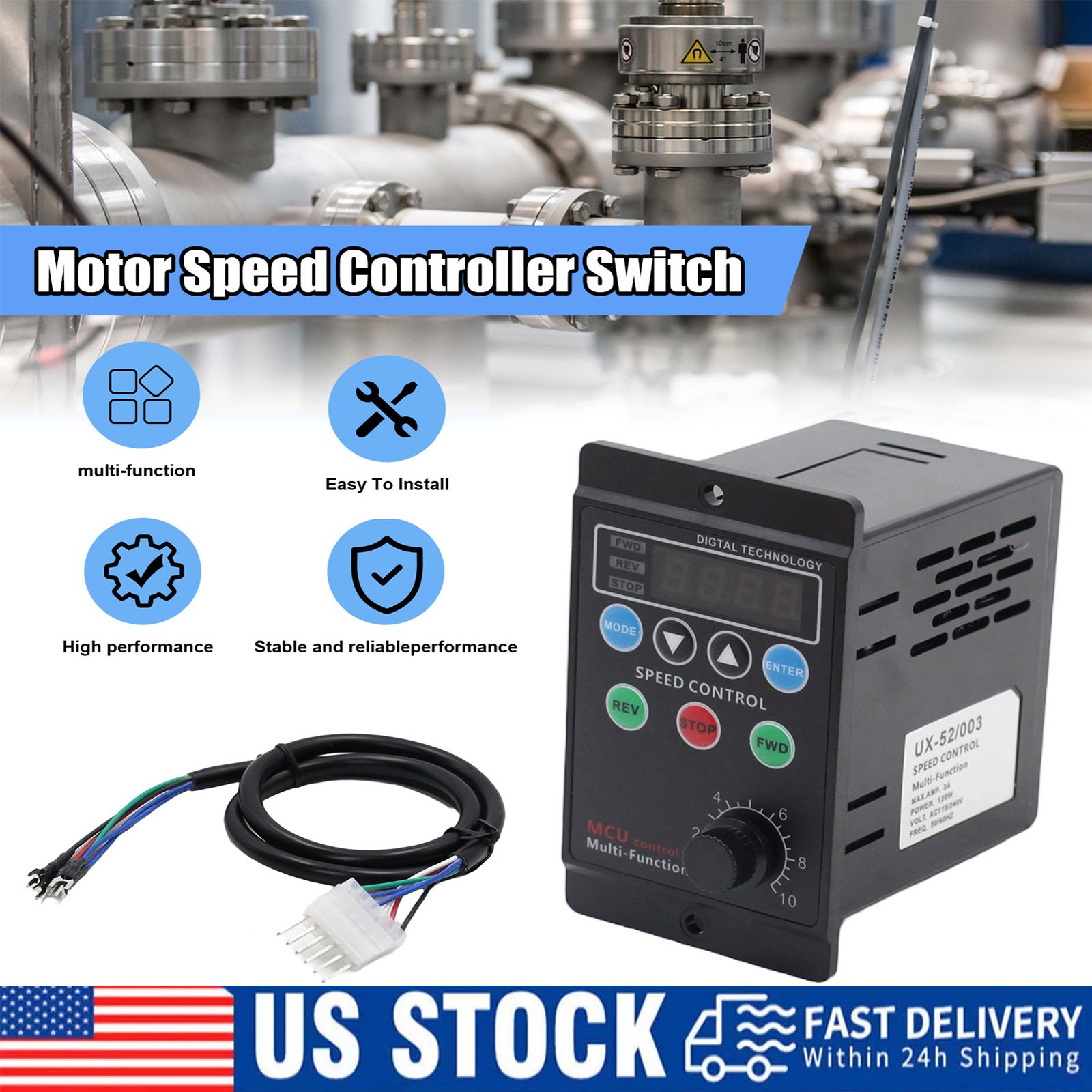 AC 110V Motor Speed Controller Digital Speed Governor Motor Speed Controller