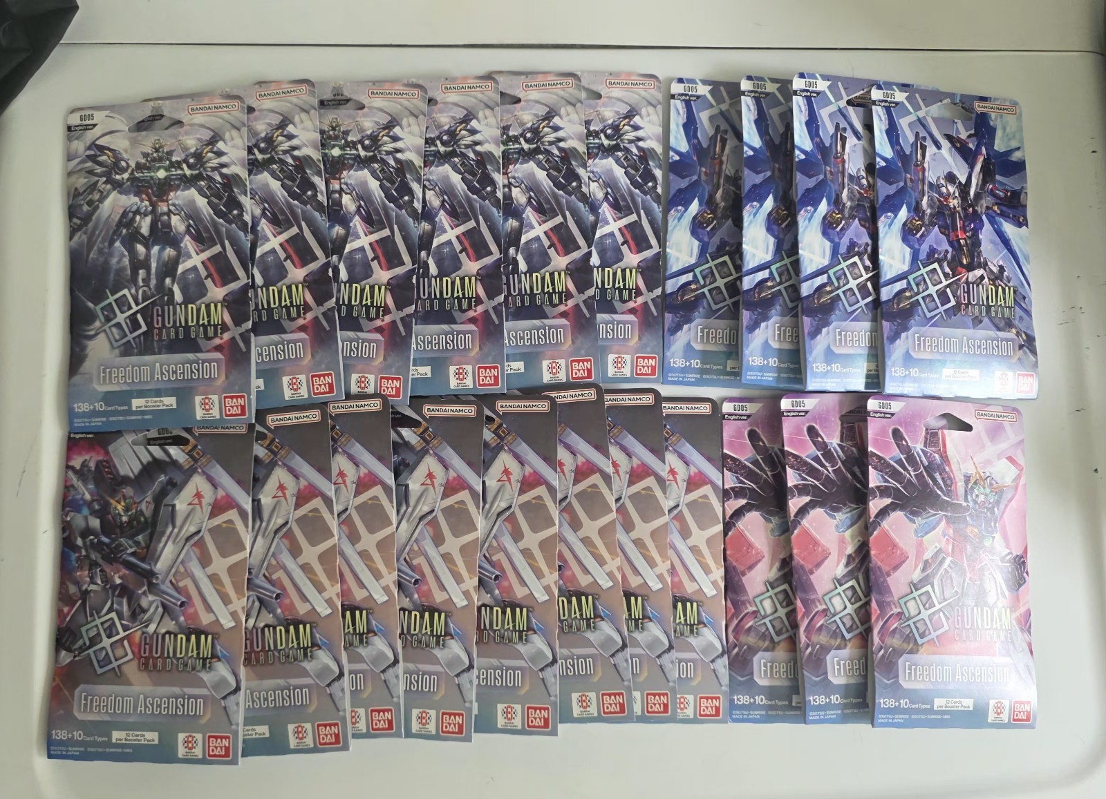 Gundam TCG GD05 Freedom Ascension Sleeved Booster Packs Lot Of 21 Factory Sealed