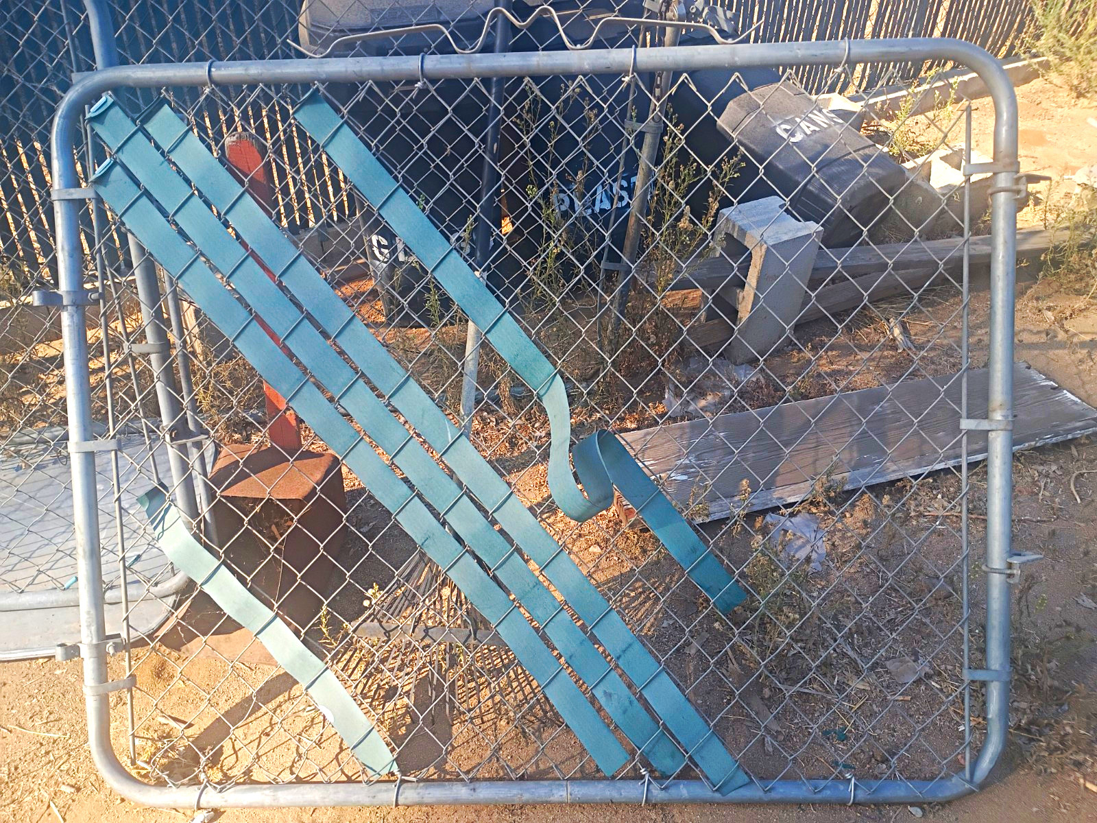 Metal Chain Link Pedestrian Gate Panel, Single Swing, Rectangle Flat Top, Silver