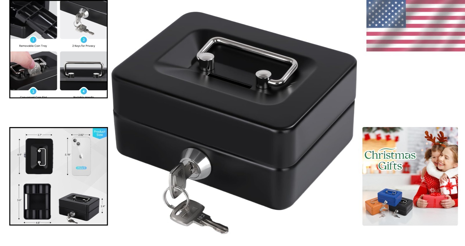 Fire Chest Fireproof Safe Lock Hidden Box Hide Money Cash,Document with Key Lock