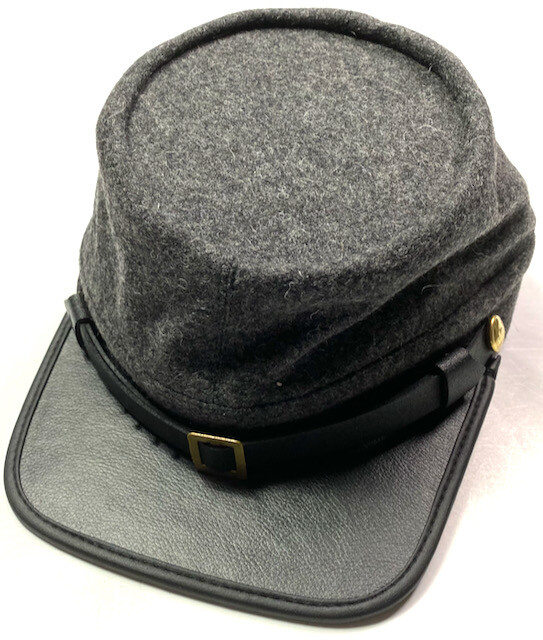 CIVIL WAR CSA CONFEDERATE INFANTRY DARK GREY WOOL KEPI FORAGE CAP HAT-LARGE