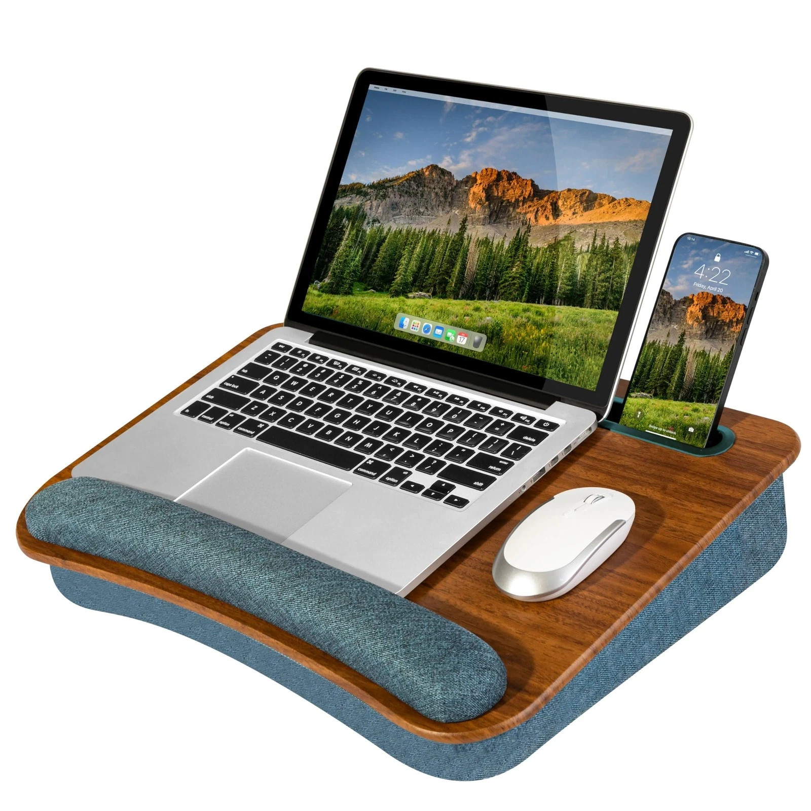 17.3-inch Laptop Lap Desk with Pillow, Wrist Rest Storage - Espresso